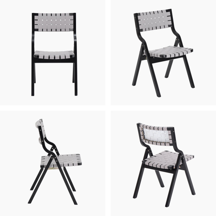 Wood Folding Chairs, Foldable Chairs Wooden Indoor Stackable Dining Chairs For Kitchen & Dining Room Chair Woven Seat & Webbing Back, Dining Chair Set Of 2