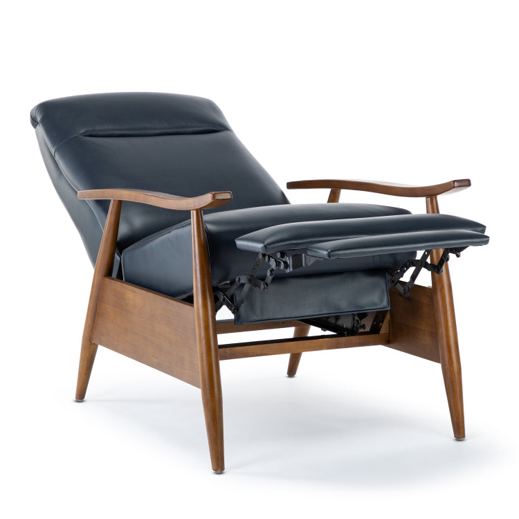Sarasota Wood Arm Push Back Recliner Midnight Blue