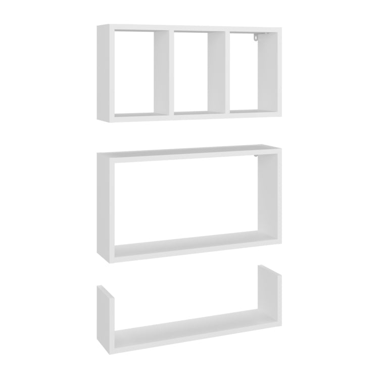 Trego Wall Shelves Set Of 3, Modern Floating Shelves For Home Storage And Decoration Of Living Rooms, Studios, Office Or Bedroom, White