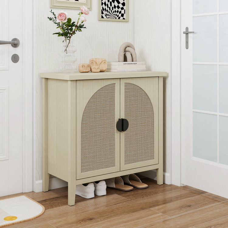 Rattan 2 Door Cabinet, Suitable For Bedroom, Living Room, Study
