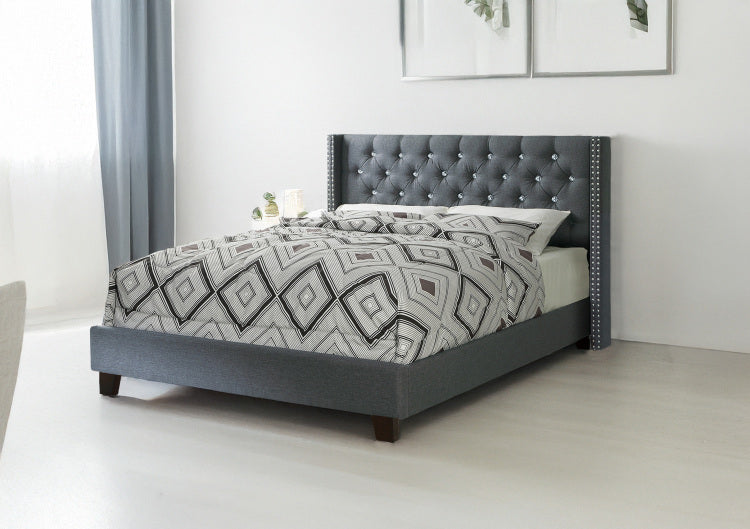 Queen Bed In Blue Gray