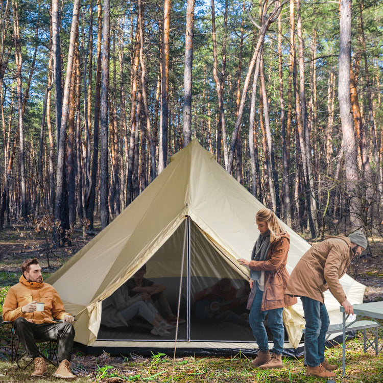 Outsunny 10 Person Yurt Tent Glamping Bell Tent With Spacious Interior, Waterproof Design, For Family Outdoor Camping, 16' X 16' X 10'