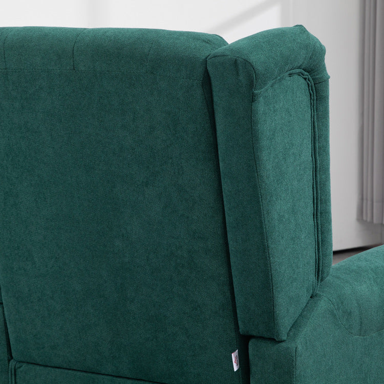 Homcom Button Tufted Accent Chair With High Wingback, Rounded Cushioned Armrests And Thick Padded Seat, Dark Green