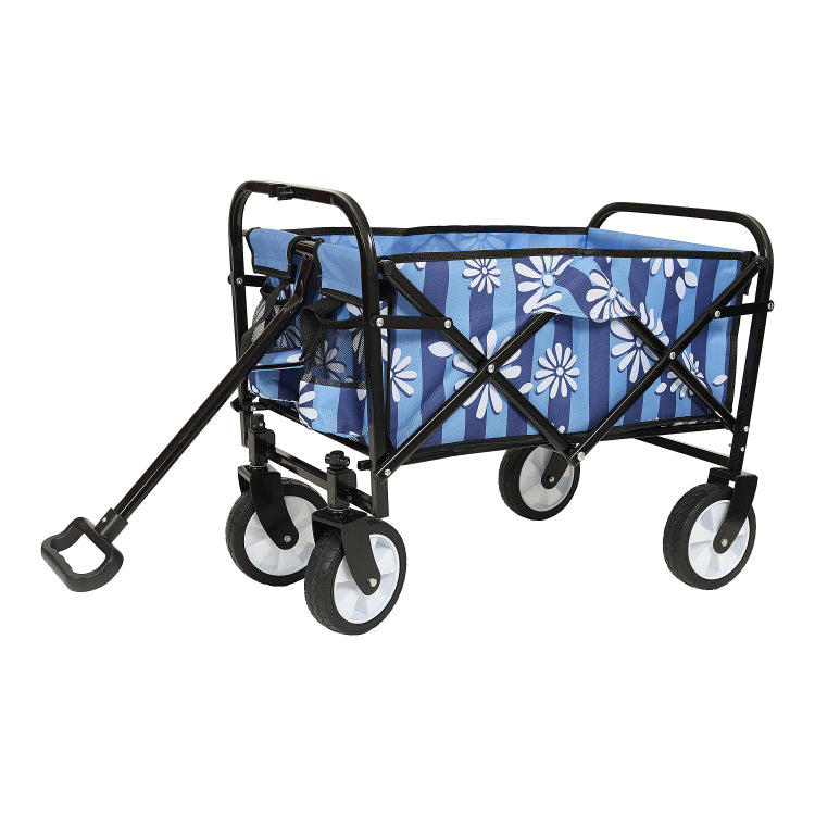 Minimeetall Colorful Collapsible Foldable Wagon Cart With Strapping System, Beach Wagon ,Utility Wagon Grocery Cart Camping Shopping Sports Gardeing Fishing Supports 225Lbs,Blue Vertical