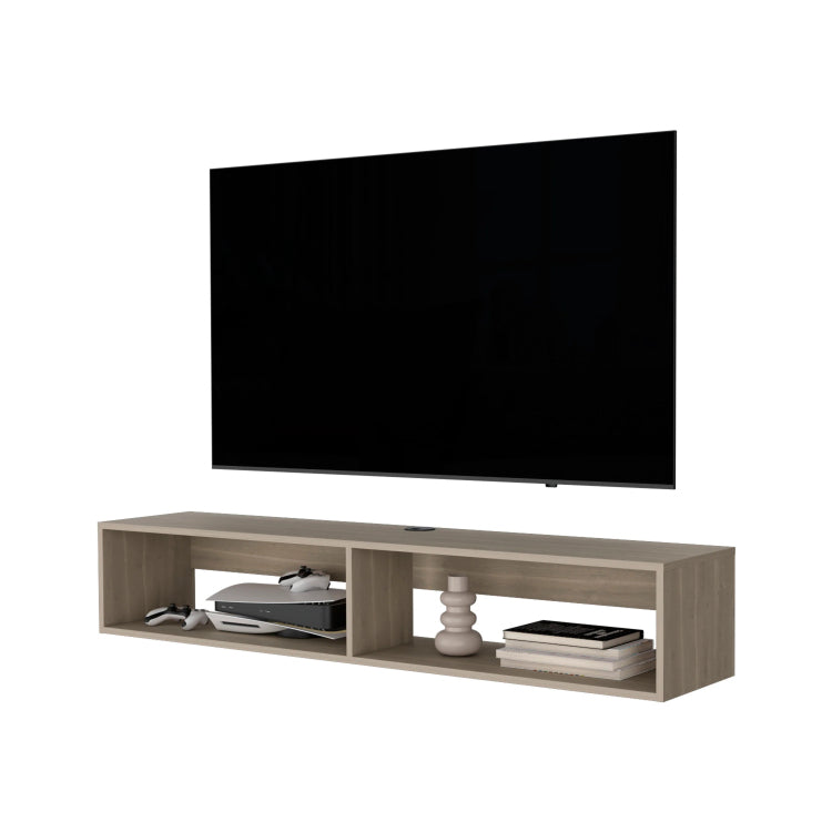 White Oak 2 Shelf Central Floating Media Rack