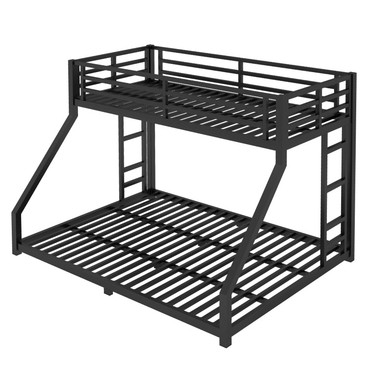 Metal Twin Xl Over Queen Bunk Bed For Teens And Adults,Noise Reduced No Box Spring Needed, Black