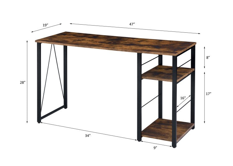 Vadna Weathered Oak & Black Finish Writing Desk