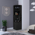 Corner Bar Cabinet, Double Door Cabinet, Glass Rack, Eight Built In Wine Rack, Black