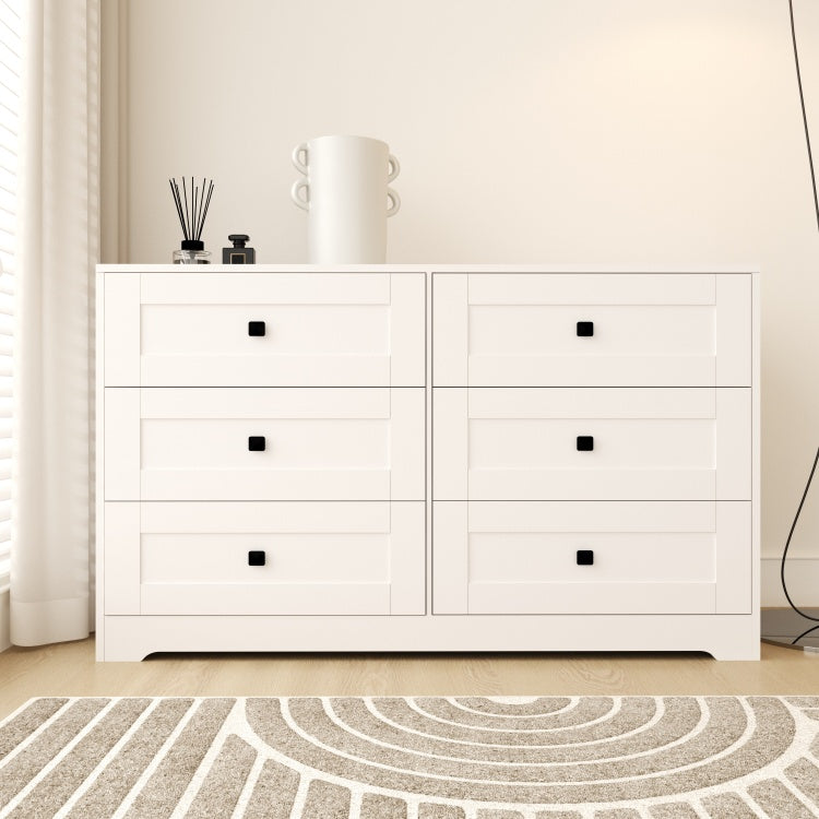 Chest Of Drawer With 6 Drawers White Color Farm Door