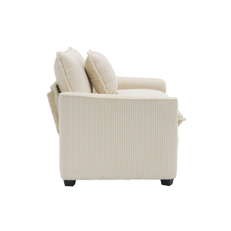 Light Beige Corduroy Fabric, Comfortable Single Accent Chair Deep Seat Sofa With One Pillow, Suitable For Living Room And Bedroom, Club Multiple Occasional Areas