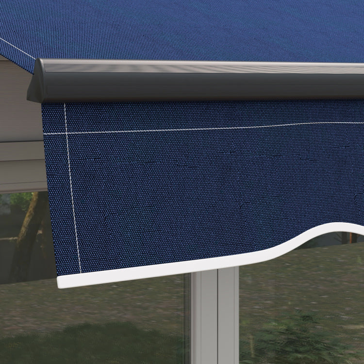 Outsunny 10' X 8' Retractable Awning, Patio Awning Sunshade Shelter With Manual Crank Handle, 280Gsm Uv Resistant Fabric And Aluminum Frame For Deck, Balcony, Yard, Blue