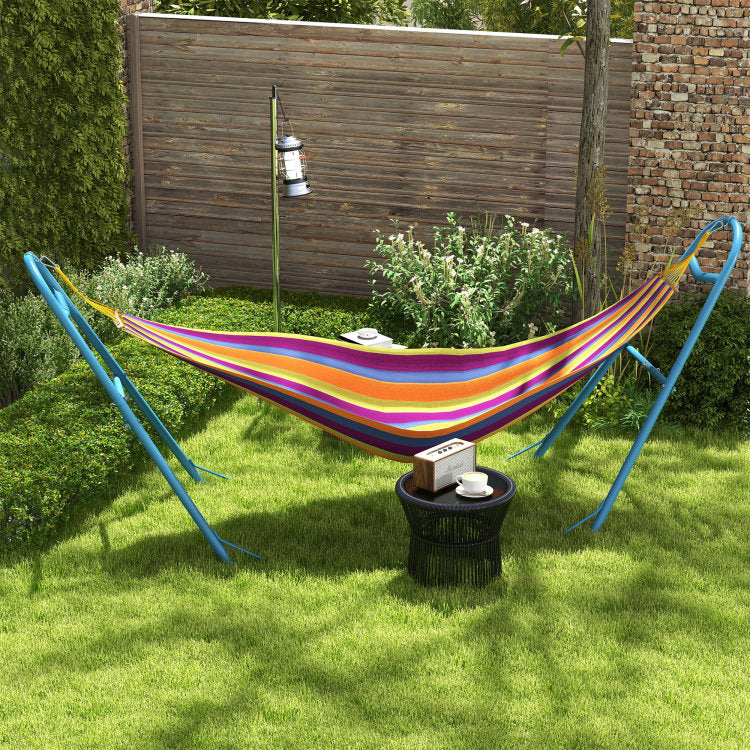Outsunny Hammock Stand For 2 Person, Portable Adjustable Steel Frame Hammock Stand With Weather Resistant Finish, For 9 14Ft Hammocks, 10.3', 550 Lbs. Capacity, Blue