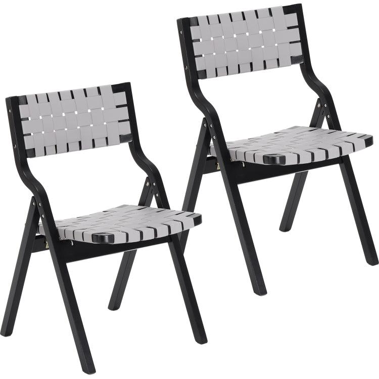 Wood Folding Chairs, Foldable Chairs Wooden Indoor Stackable Dining Chairs For Kitchen & Dining Room Chair Woven Seat & Webbing Back, Dining Chair Set Of 2
