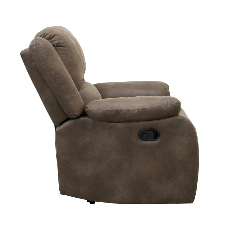 Modern Reclining Chair Brown Polished Microfiber Pillowtop Arms Solid Wood Frame 1Pc Living Room Furniture