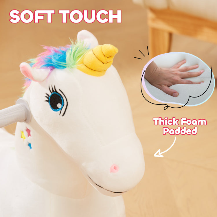 Qaba 6V Ride On Unicorn, Battery Powered Kids Electric Ride On Animal Toy With Music Forward, Pu Wheels, Foot Pedal For Girls Boys Aged 18 36 Months, White
