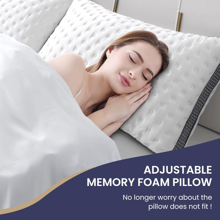 Cooling Pillow Queen Size Set Of 2, Cooling Gel Memory Foam Bed Pillow, Medium Firm Pillow For Sleeping, Cooling & Smooth Washable Cover, Certipur Us Certified