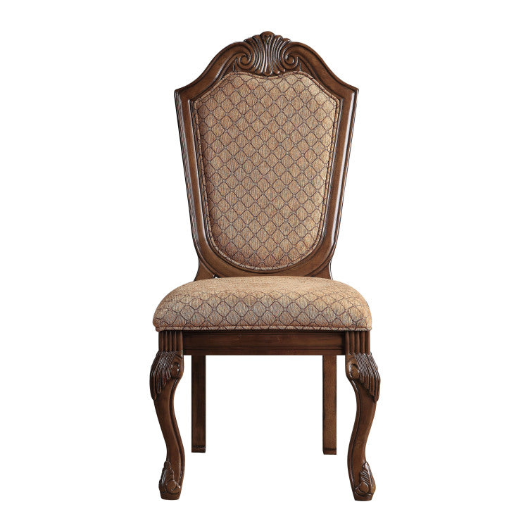 Beige And Cherry Solid Back Side Chairs Set Of 2