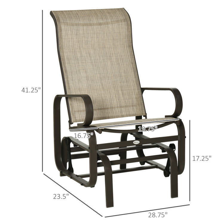 Outsunny Outdoor Glider Chair, Gliders For Outside Patio With Smooth Rocking Mechanism And Lightweight Construction For Backyard, Tan