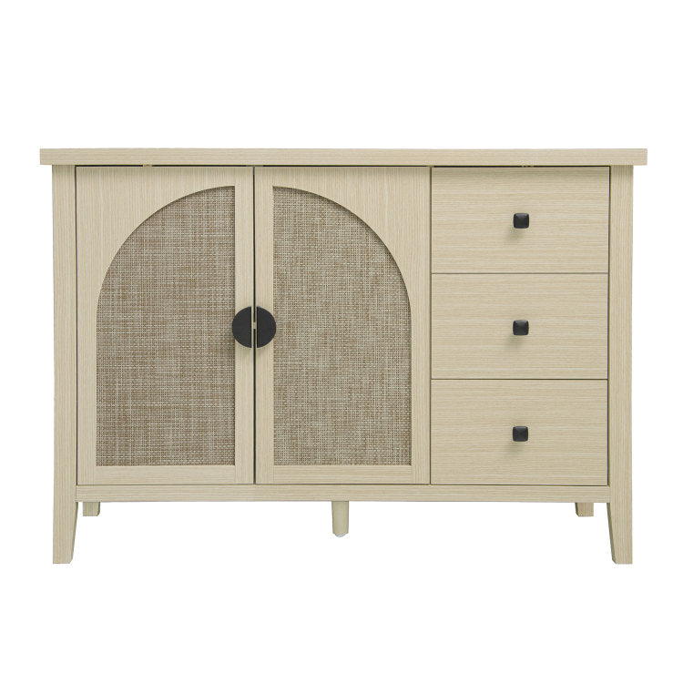 Rattan 2 Door 3 Drawer Cabinet, Suitable For Bedroom, Living Room, Study