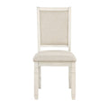 Anji 24 Inch Side Dining Chairs Set Of 2, Curved Back, Beige Polyester Cushioned Seat