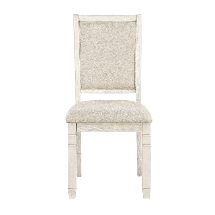 Anji 24 Inch Side Dining Chairs Set Of 2, Curved Back, Beige Polyester Cushioned Seat