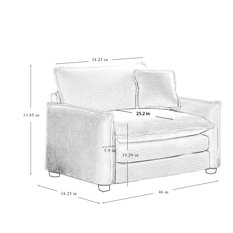 Comfortable Single Deep Seat Sofa With One Pillow, Suitable For Living Room And Bedroom, Club Multiple Occasions,Beige Corduroy