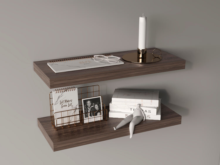 Floating Shelves 1.50" H, 2 Shelves, Walnut