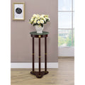 Elna Merlot And Green Accent Side Table With Round Top Plant Stand