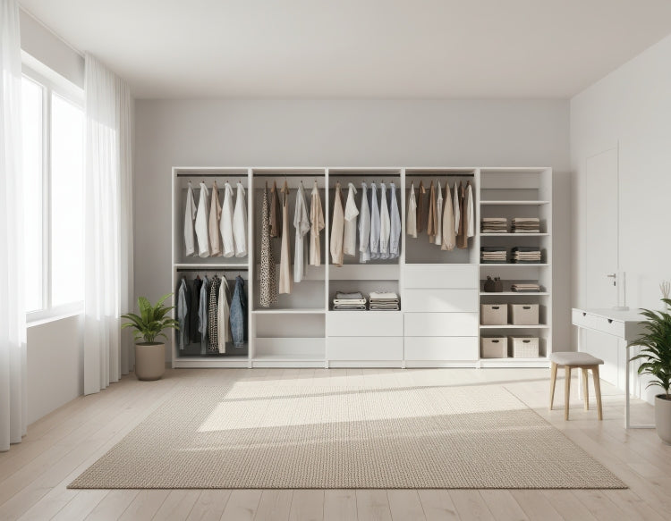Prosper White Freestanding Walk In Wood Closet System