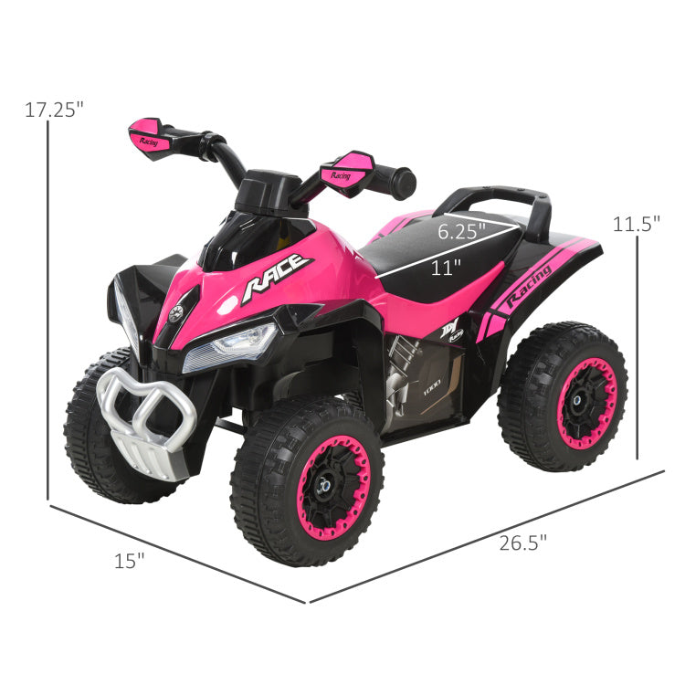 Aosom No Power Kids Ride On Push Car, Ride Racer, Foot To Floor Sliding Car, Walking Atv Toy With Music, Lights, For 1.5 3 Years Old, Pink
