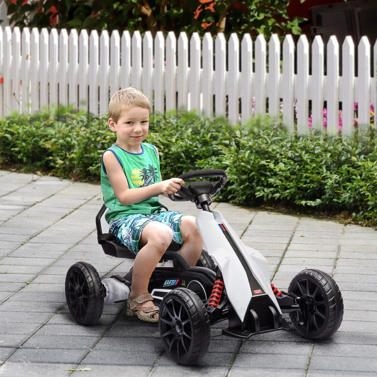 Aosom 12V Electric Go Kart For Kids, Outdoor Ride On Toy With Forward Backward Drive & Adjustable Speed, Gift For Child 3 8 Years Old, White