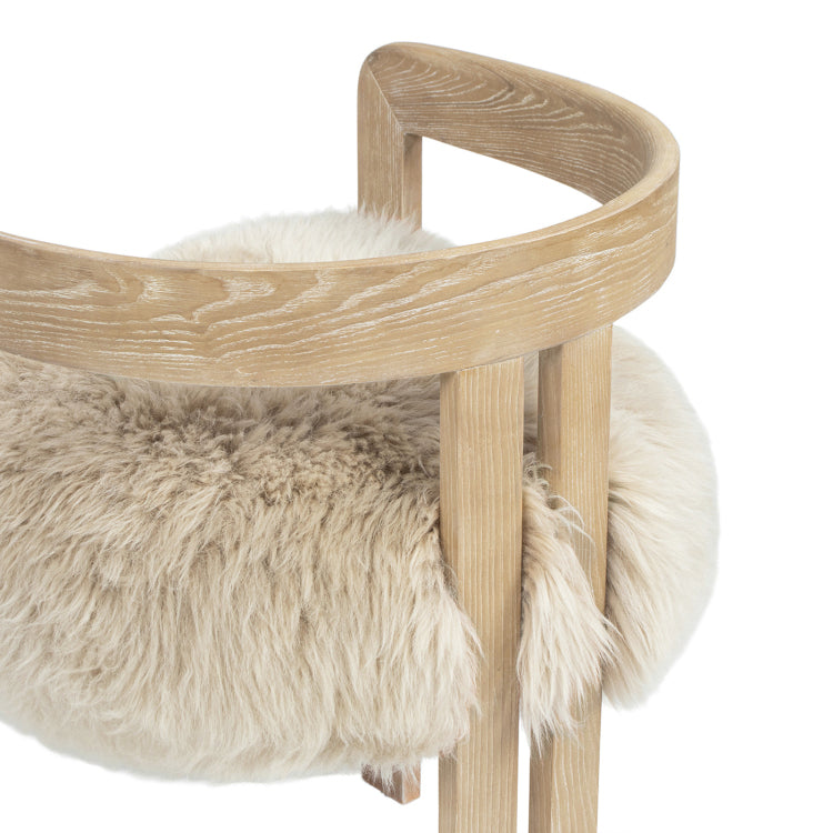 Millwick 21" Low Back Genuine Fur Dining Chair, Natural Blonde Genuine Fur