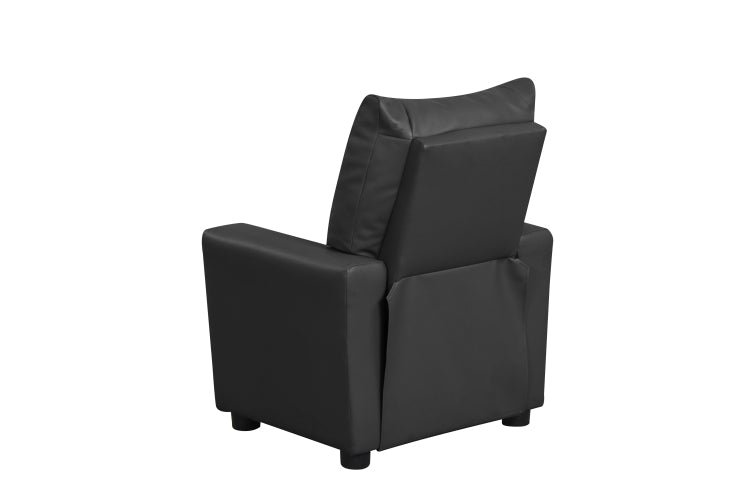Perline 23"W Black Pu Leather Kids Recliner Chair With Cupholder