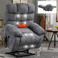 Lift Recliner Chair Heat Massage Dual Motor Infinite Position Up To 350 Lbs Large Electric Power Lift Recliners With Power Remote, Medium Firm And Heavy Duty, Grey