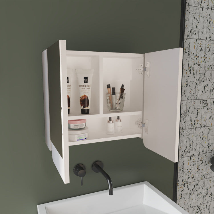 Luv Mirror Medicine Cabinet With Interior Shelves, Modern Bathroom Storage Solution And Organizer, White