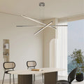 48" Modern Led Chandelier Geometric 3 Arm Design, Adjustable Hanging, Sleek Metal Finish For Dining Room, Living Room & Office