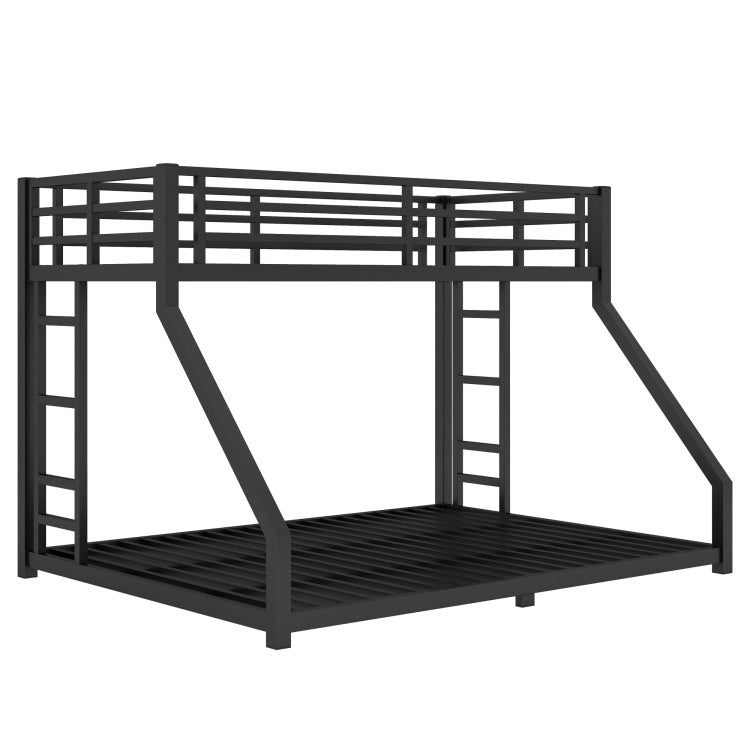 Metal Twin Xl Over Queen Bunk Bed For Teens And Adults,Noise Reduced No Box Spring Needed, Black