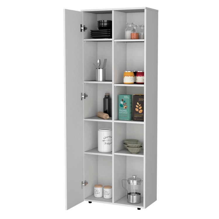 Harman Multistorage Kitchen Pantry With 1 Door And 5 Open Shelves, White