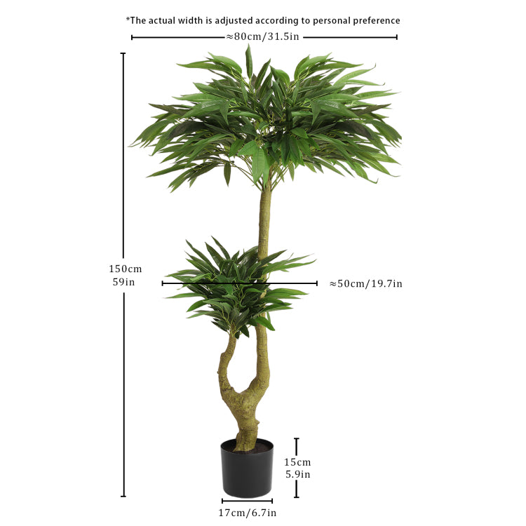 5Ft Artificial Willow Tree Tall Fake Potted Plant Faux Green Silk Tree With Black Plastic Pot For Indoor Home Office Living Room Bedroom Decoration, 1Pc Set