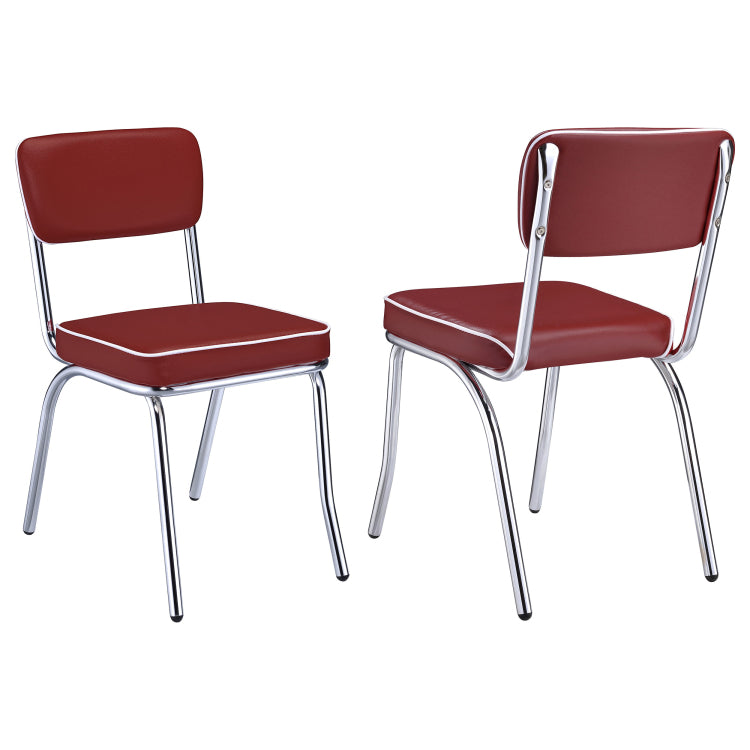 Red And Chrome Upholstered Side Chairs Set Of 2