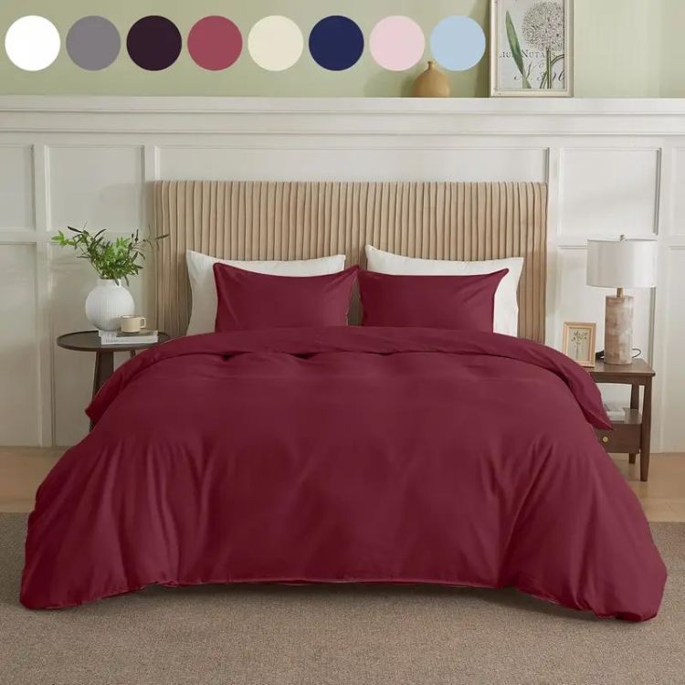 Serta Simply Clean Solid Duvet Cover Burgundy Twin