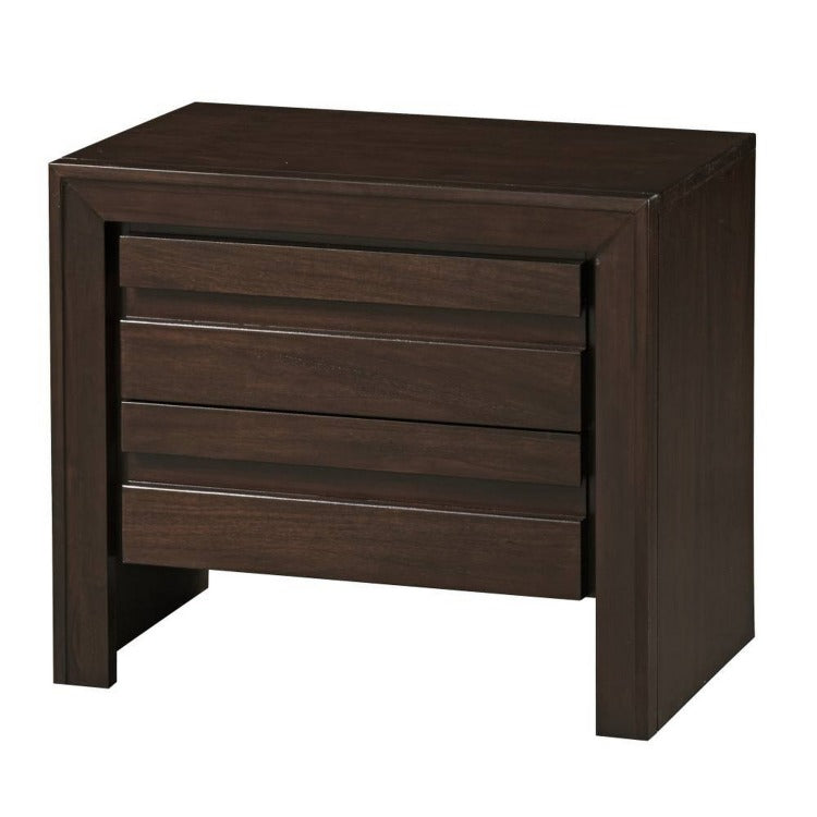 Wooden Nightstand With Two Drawers, Brown