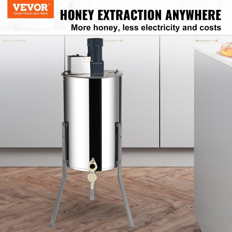 Electric Honey Extractor, 2 4 Frames Honey Spinner Extractor, Stainless Steel Beekeeping Extraction, Apiary Centrifuge Equipment With Height Adjustable Stand, Honeycomb Drum Spinner With Lid