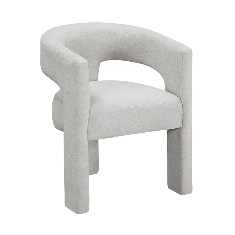 Modern Luxury Dining Furniture Elegant Side Chairs Set Of 2 Light Gray Soft Boucle Fabric Plush Upholstery Comfortable, Chairs For Restaurant Aesthetic