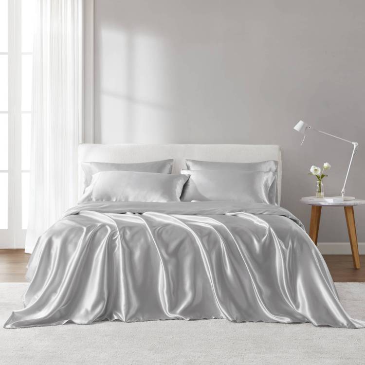 4 Pcs Twin Luxury Sheet Set Light Grey