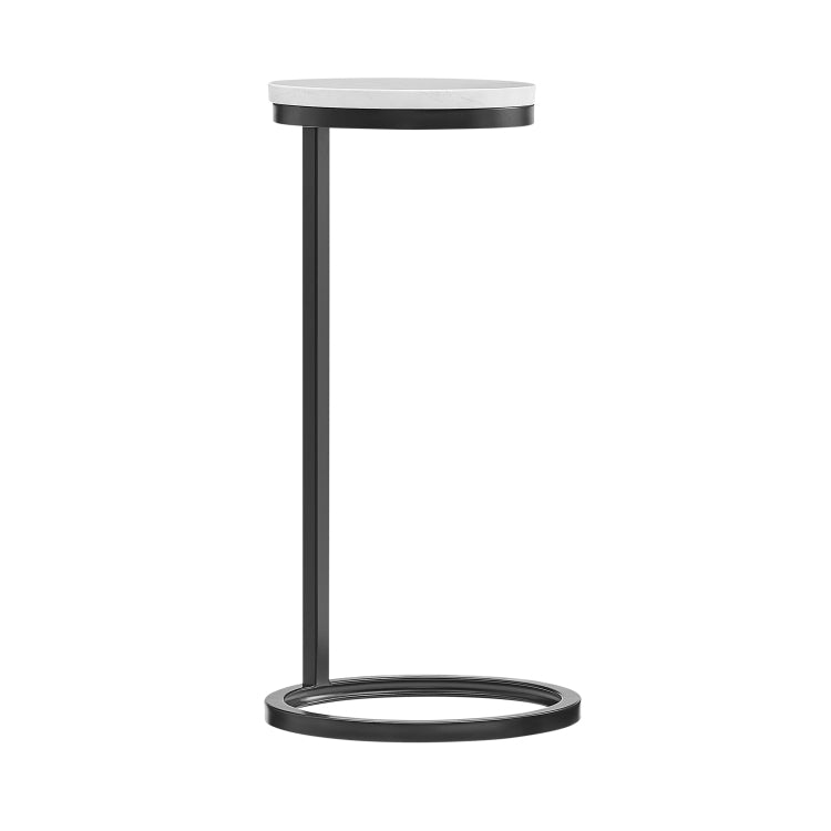 Cerro Round Metal Accent Table With Marble Top