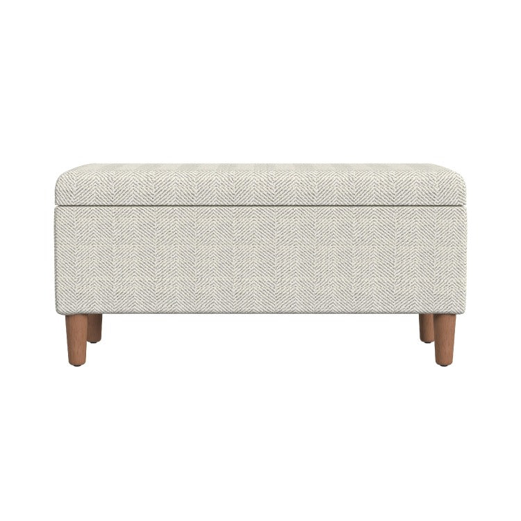 Zia Accent Storage Bench, Cream Chevron Woven Fabric, Brown, 36 Inch