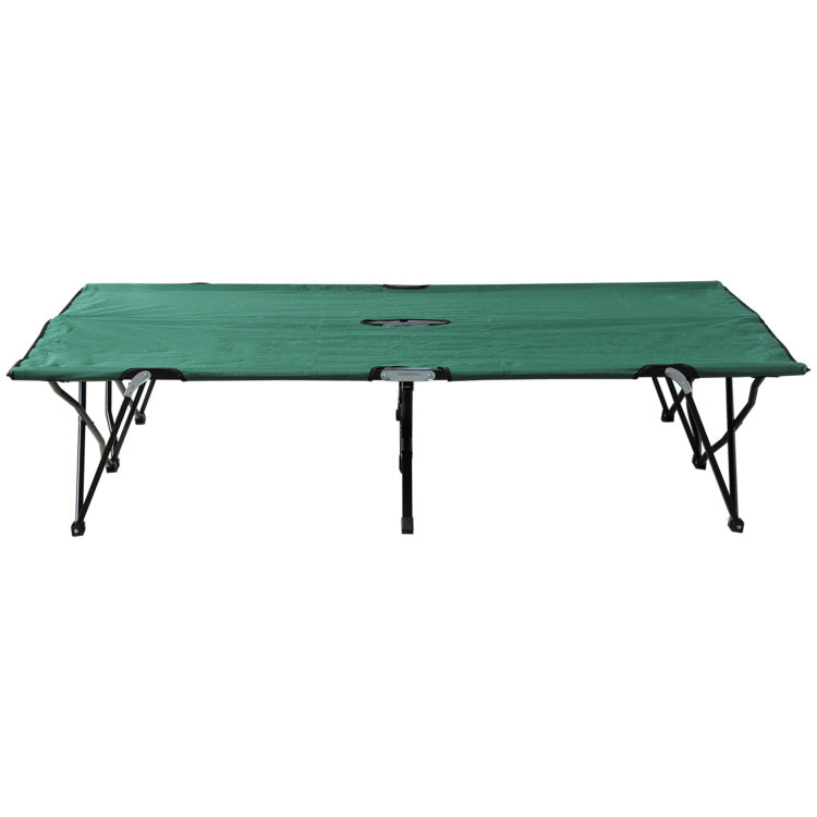 Outsunny 2 Person Folding Camping Cot For Adults, 50" Extra Wide Outdoor Portable Sleeping Cot With Carry Bag, Elevated Camping Bed, Beach Hiking, Green