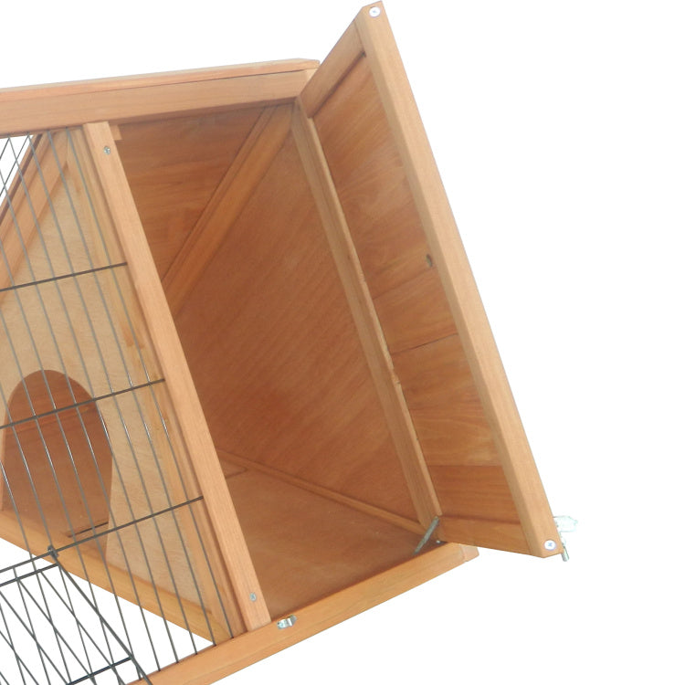 Pawhut 46" X 24" Wooden A Frame Outdoor Rabbit Cage Small Animal Hutch With Outside Run & Ventilating Wire, Yellow