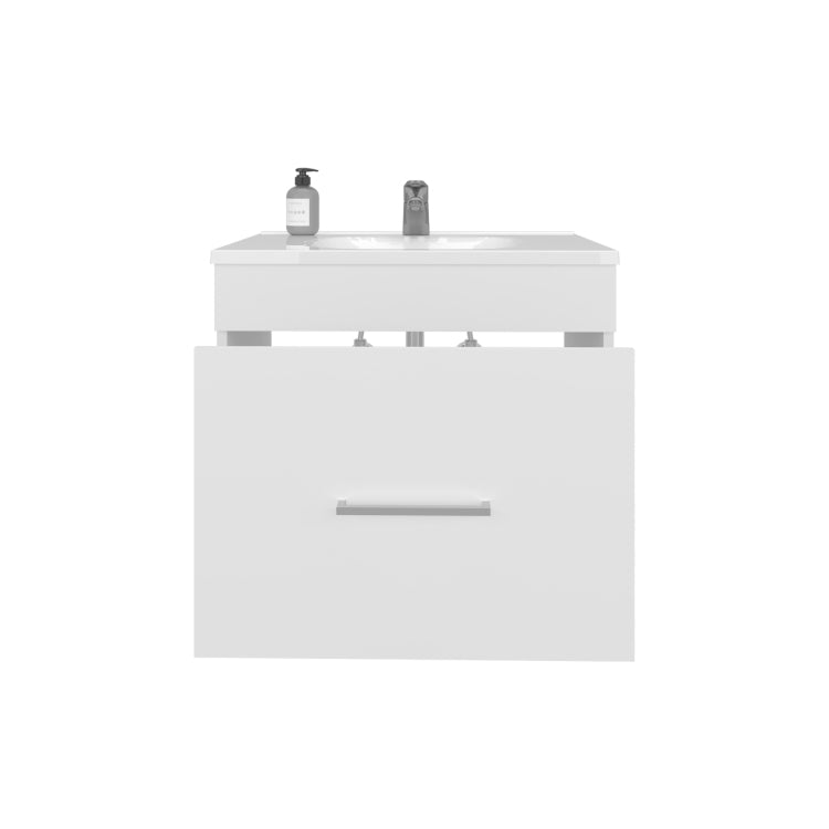 One Door Batroom Vanity Hatta, Two Drawers And Open Shelf, Includes Hardware, White